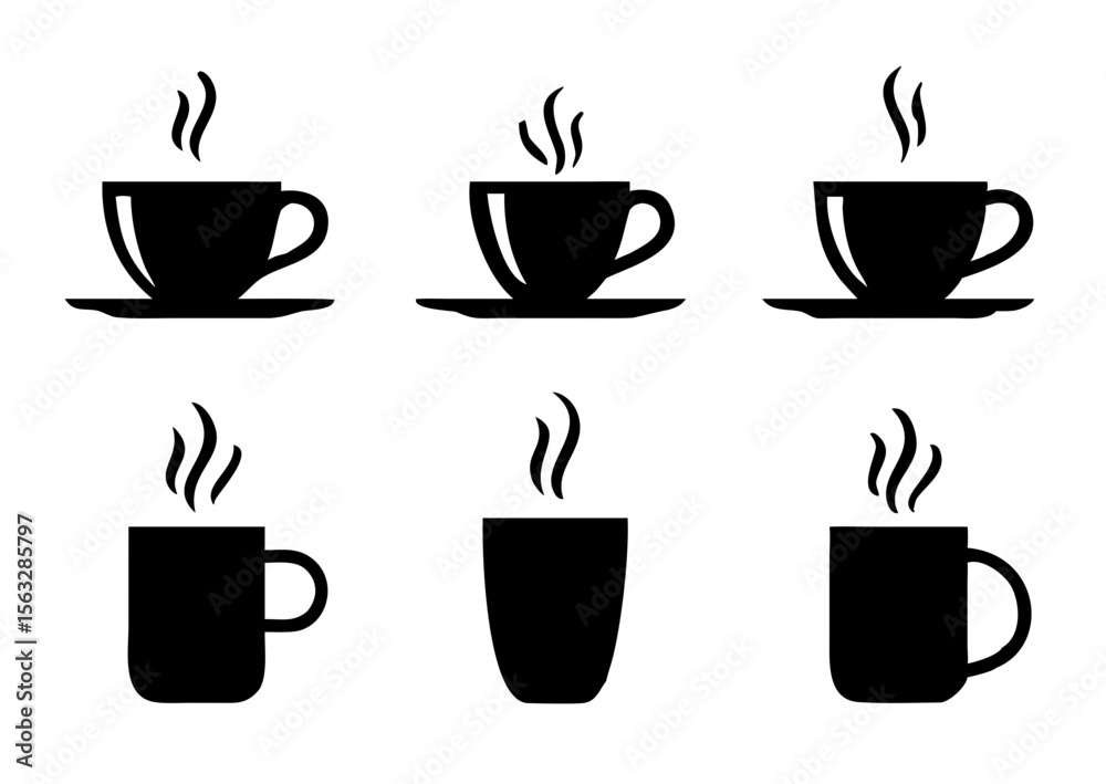 Obraz premium Coffee cup icons set. Vector illustration