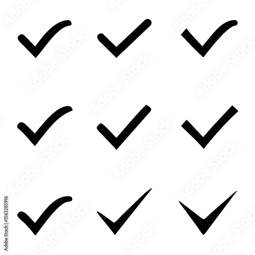 Confirm icon. Check marc set. Vector illustration