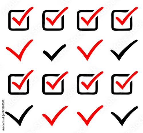 Checkmark and checkbox set . Vector illustration