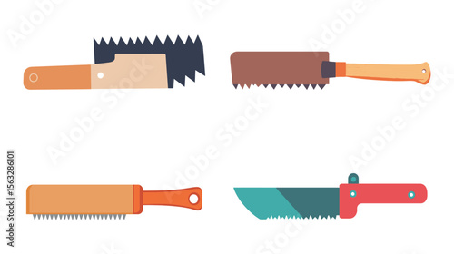 Handsaw Vector Illustration on White Background – Simple Tool Icon Design