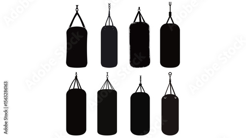 Hanging Punching Bag Silhouette – Vector Graphic of Boxing Equipment
