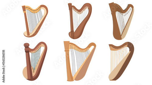 Harp Icon Vector Graphic Design – Elegant Musical Instrument Illustration