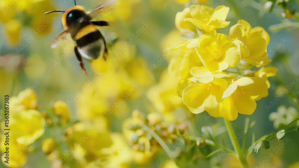 A close-up view of a bee sitting on a bright yellow flower