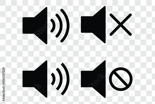 Sound off and sound on vector icons.  mute sound speaker icon .