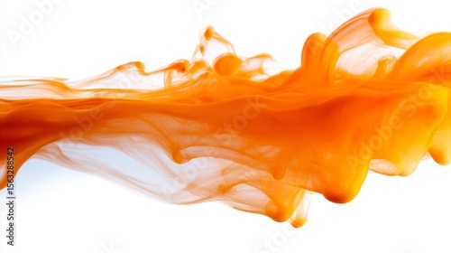 Abstract slow-motion orange and yellow ink swirling in water, vibrant warm tones, dynamic artistic background, with space for text.