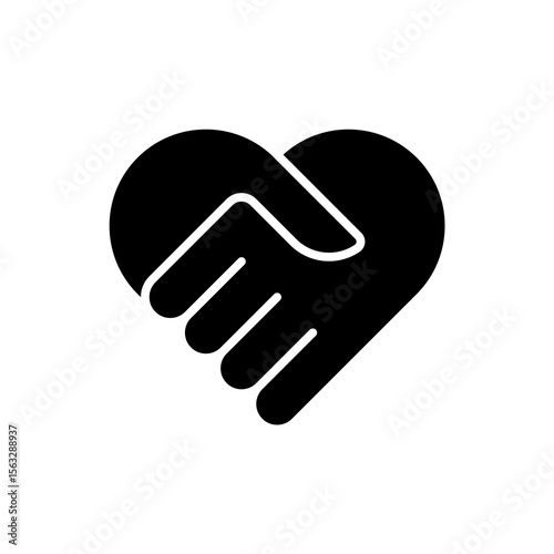 Flat icon of handshake in the form of a heart as a concept of trust and support