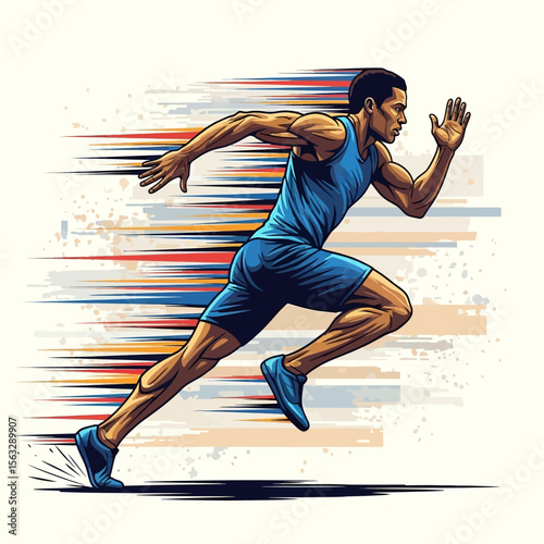 Dynamic Sprinter Running Illustration