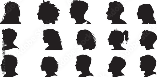 Black Profile Silhouettes Set