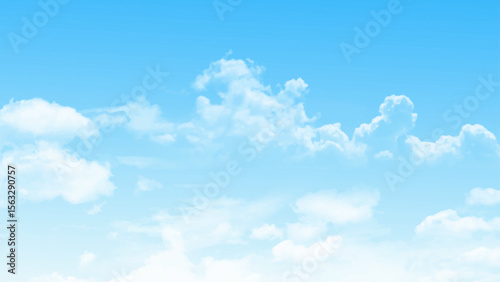 The sky is blue with a few clouds scattered throughout photo. White cloud on blue sky, natural background 