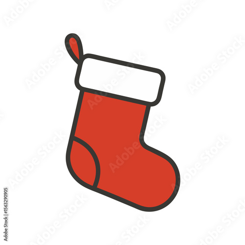 Classic Christmas Stocking Flat Design Vector Illustration - Festive Holiday Decoration Graphic