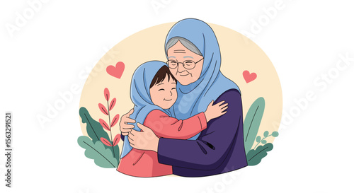 A cherished embrace between a grandmother and granddaughter sharing a loving moment together