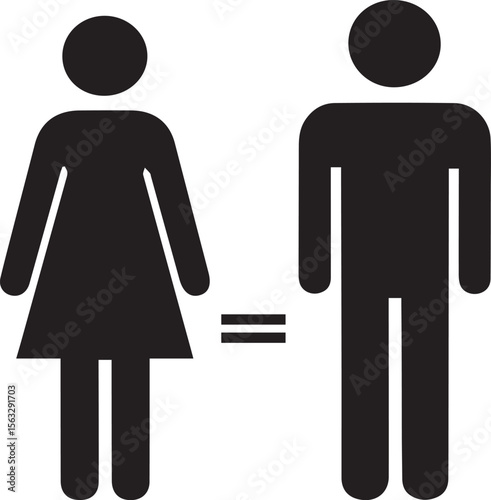 Image of a woman and a man icon equal to each other, which could be used as symbol for gender equality.