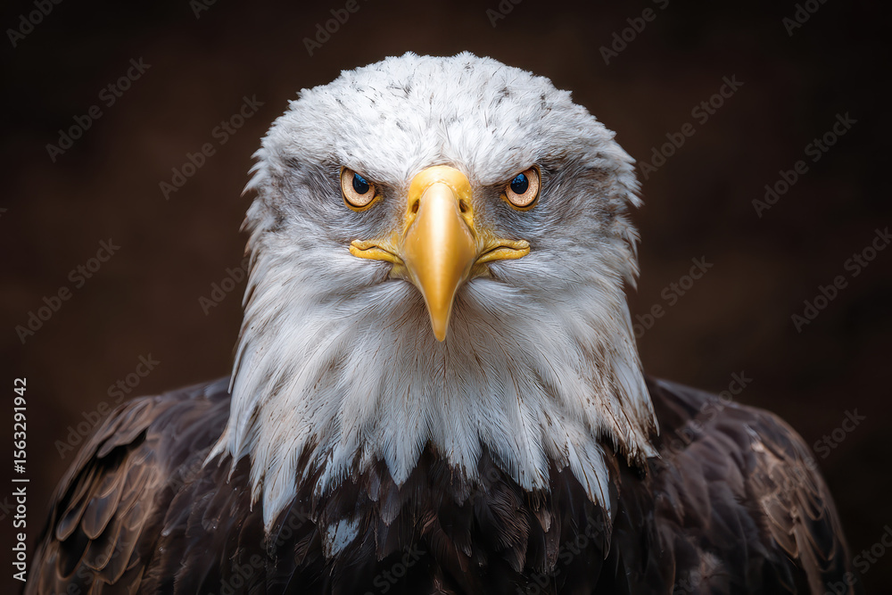 Naklejka premium Eagle head portrait centered composition intense expression