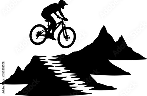 Mountain Biker Silhouette vector graphics