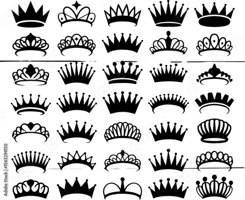 Crown and Tiara Silhouettes Collection vector bundle