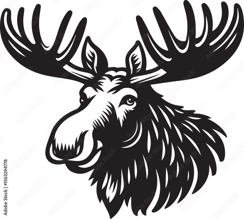 Obraz premium Moose Vector In Black and White