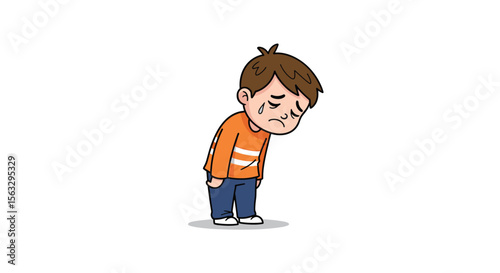 Young child showing sadness and disappointment with dirty face expression