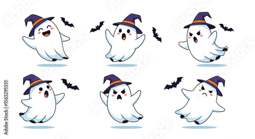 Charming pixel art ghosts dancing with bats for spooky halloween celebrations