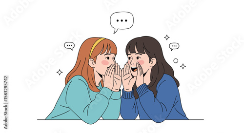 Two young women sharing secrets and whispering close together