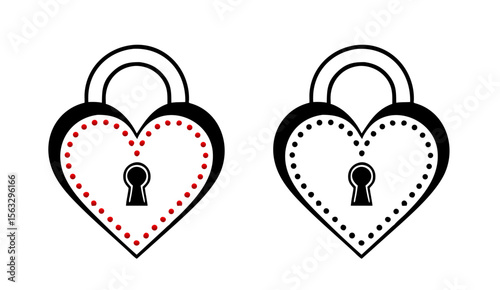 Heart-shaped padlock icon in red and black colors, symbolizing love and security