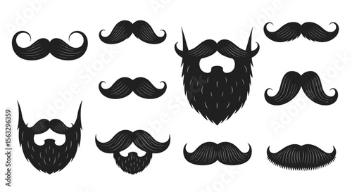 Collection of various stylish beard and mustache styles for men's grooming and fashion