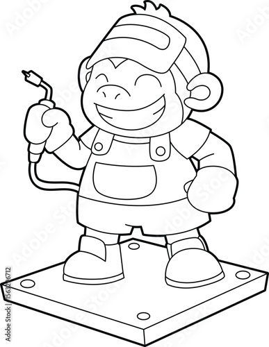 Monkey Welder Animal Vector Graphic Art Illustration