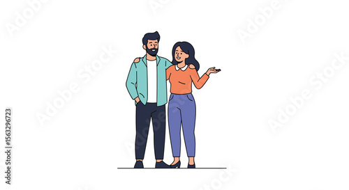 Two people standing together friendly and happy connection of two individuals social interaction