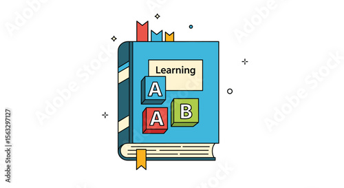 Educational book with alphabet blocks for knowledge acquisition and skill development