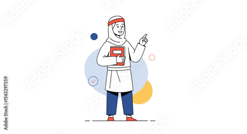Illustrative representation of an educated muslim individual engaged in teaching and discussion