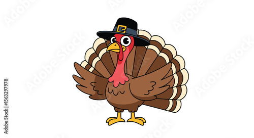 A festive thanksgiving turkey ready to celebrate the autumn harvest holiday