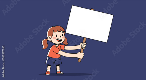 Young activist holding blank protest sign promoting social change and community engagement