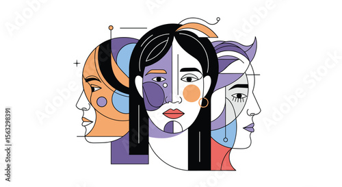 Abstract portraits representing diverse personalities and inner worlds