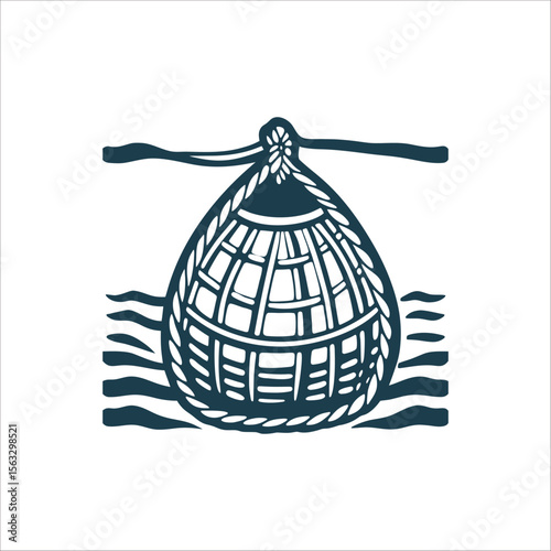 Woven Fish Trap Icon Silhouette on Water Rianga Fish trap woven shape