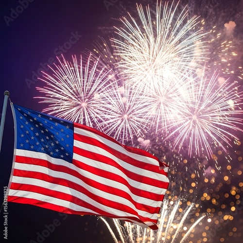 Day 4th of July, United States Celebration with Fireworks Display.