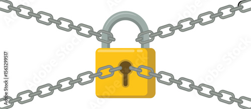 Locked Padlock Secured by Chains
