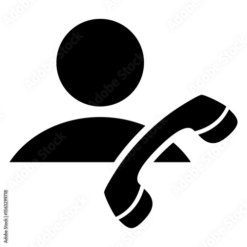 Icono contacto con silueta de persona con auricular de teléfono clásico 