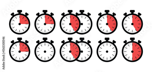 Set of Timer Icons Showing Different Time Intervals