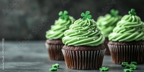 Wallpaper Mural Green cupcakes with shamrocks perfect for St. Patrick's Day celebrations or festive events in springtime Torontodigital.ca