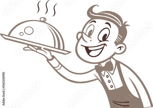 Restaurant and Dining Concept Illustration Featuring Table Setting and Food Service. Elegant Restaurant and Dining Concept with Guests Chefs and Culinary Atmosphere. Modern Restaurant and Dining Scene
