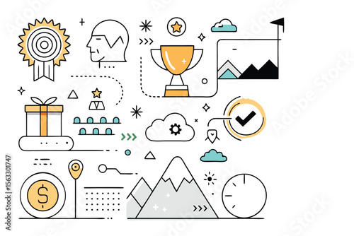 Achieve Your Goals Strategy, Success, and Achievement Illustration