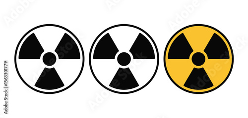Three Radioactive Hazard Symbols in Different Colors