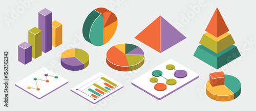 Collection of Colorful Isometric Charts and Graphs