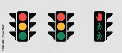 Traffic Light Signals Red Yellow Green Pedestrian