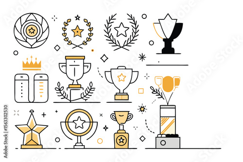 Award Icons Collection of Achievement and Victory Symbols