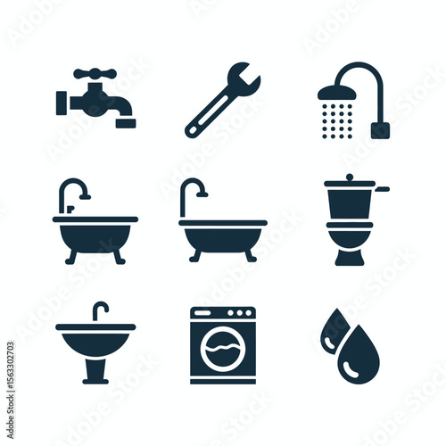 Plumbing and Household Appliances Icons