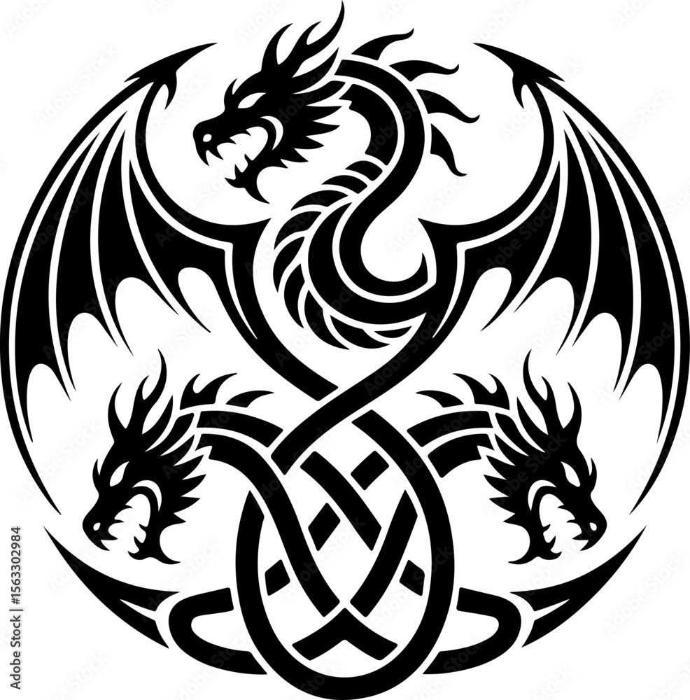 Obraz premium Indian Dragon tattoos vector bundle