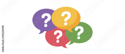 Four Colorful Question Mark Speech Bubbles