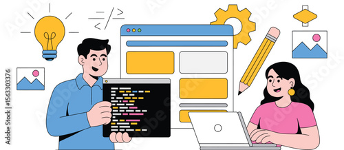 Web Design Collaboration Teamwork Illustration