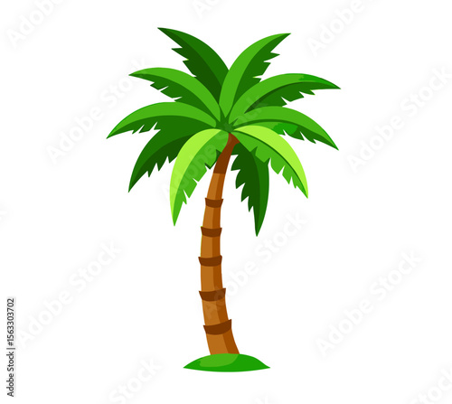 Lush Green Palm Tree Illustration Vibrant Tropical Vector Graphic