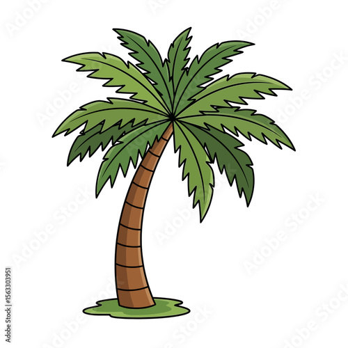Vibrant Cartoon Palm Tree Illustration - Tropical Vacation Design Element
